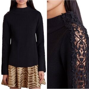Elegant Black Lace Sleeve Sweater